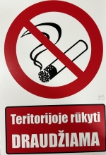 Lentelė Teritorijoje rūkyti draudžiama 200x300 mm. PT