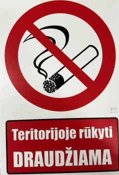 Lentelė Teritorijoje rūkyti draudžiama 200x300 mm. PT