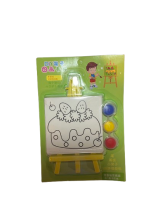 Drobė 9x9cm su piešiniu + molbertas + dažai