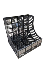 Dėklas-stovas dokumentams A4 vertikalus 4 skyrių pilkos sp