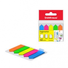 Plastikiniai indeksai-žymekliai NEON ARROW, ErichKrause, 12x44mm, 5 neoninės sp. x 20 lapelių