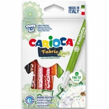 Flomasteriai piešimui ant audinių LINER CARIOCA, 10 spalvų