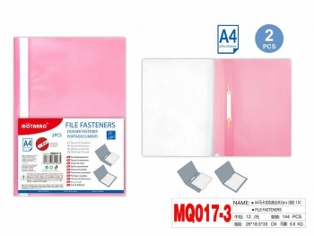 Plastikinis segtuvėlis skaidriu viršeliu A4 2vnt rožinės spalvos MOTARRO