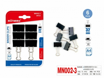 Kanceliariniai spaustukai 32mm 6vnt juodos sp MOTARRO