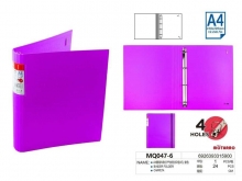 Segtuvas A4 40mm 4-ių žiedų violetinės spalvos su guma MOTARRO