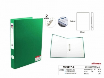Segtuvas A4 40mm 2-jų žiedų žalios spalvos MOTARRO