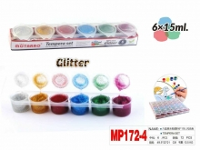 Dažai tempa 6spalvos x 15ml su blizgučiais MOTARRO