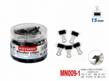 Kanceliariniai spaustukai 15mm 60vnt juodos sp MOTARRO