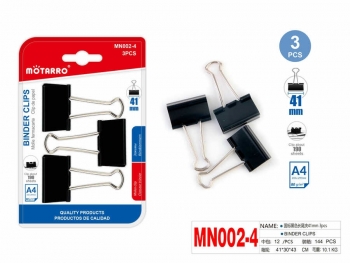 Kanceliariniai spaustukai 41mm 3vnt juodos sp MOTARRO