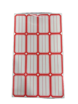 Lipnios etiketės 28x48mm 16vnt x 50lapų raudonos sp