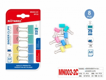 Kanceliariniai spaustukai 25mm 8vnt spalvoti MOTARRO