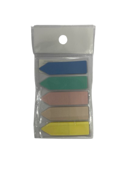 Indeksai lipnūs spalvoti, plastikiniai 44 x 12mm 20lap x 5spalvos Rodyklės