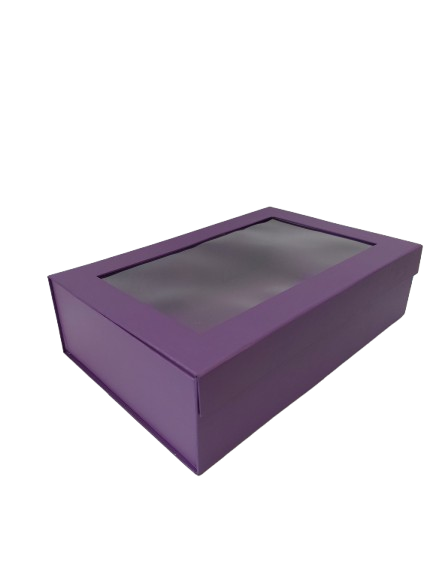 Dovanų dėžutė 360x245x100mm su langeliu įvairių spalvų
