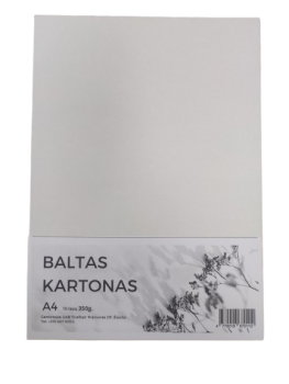 Kartonas baltas A4, 10 lapų, 350gsm. Lietuva