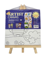 Drobė ant porėmio 200x200mm su piešiniu + molbertas + dažai 6spalvos