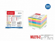Lapeliai užrašams dėkle 75x75mm 500 lapelių neoninių spalvų MOTARRO