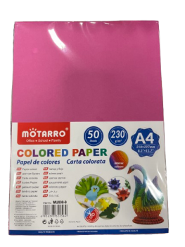 Spalvotas popierius MOTARRO 230gr 50lapų rožinės sp.