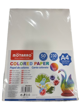 Spalvotas popierius MOTARRO 230gr 50lapų baltos sp
