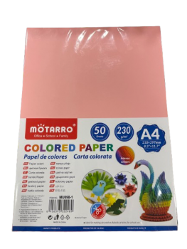 Spalvotas popierius MOTARRO 230gr 50lapų rožinės sp