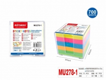 Lapeliai užrašams dėkle 80x80mm 700 lapelių neoninių spalvų MOTARRO