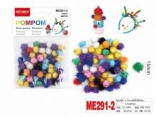 Dekoracija pomponai su blizgučiais 15mm 60vnt įvairių sp MOTARRO