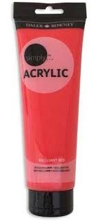 Akriliniai dažai Daler rowney Simply 250 ml briliantinė raudona