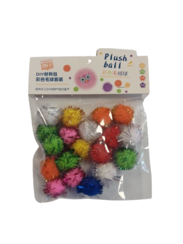 Pomponai 25mm su blizgučiais įvairių spalvų