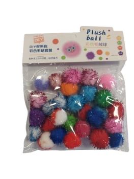 Pomponai 25mm su blizgučiais įvairių spalvų