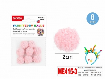 Dekoracija pomponai 20mm 8vnt rožinės sp MOTARRO