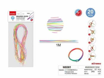 Plastiko virvelės pynimui 20vnt x 1m įvairių spalvų MOTARRO