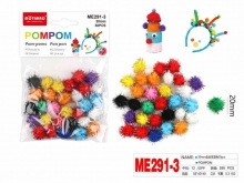 Dekoracija pomponai su blizgučiais 20mm 30vnt įvairių sp MOTARRO