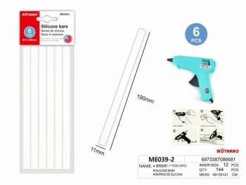 Karštų klijų strypai 11mm x 19cm bespalviai 6vnt MOTARRO
