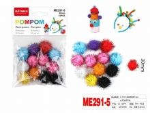 Dekoracija pomponai su blizgučiais 30mm 12vnt įvairių sp MOTARRO