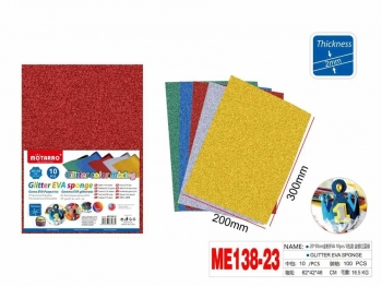 Putgumės lakštų rinkinys A4 10lapų 2mm 5spalvos su blizgučiais MOTARRO