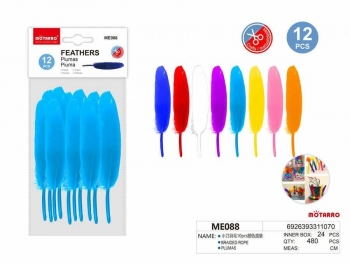 Plunksnos 20x120mm 12vnt įvairių spalvų MOTARRO