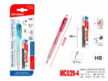 Mechaninis pieštukas HB 0,7mm + papildomos šerdelės 20vnt MOTARRO