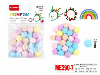 Dekoracija pomponai 25mm 25vnt įvairių sp MOTARRO