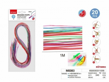 Plastiko virvelės pynimui 20vnt x 1m įvairių spalvų MOTARRO