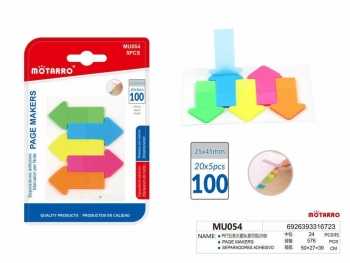 Indeksai lipnūs plastikiniai rodyklės 25x45mm 5sp x 20lapų MOTARRO