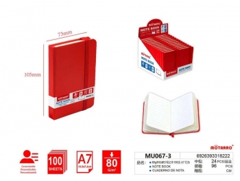 Užrašų knygutė MOTARRO 105x73mm 100l. linija
