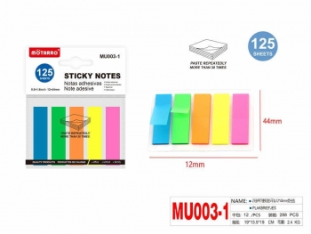 Indeksai lipnūs plastikiniai 44 x 12mm 5sp x 25lapų MOTARRO