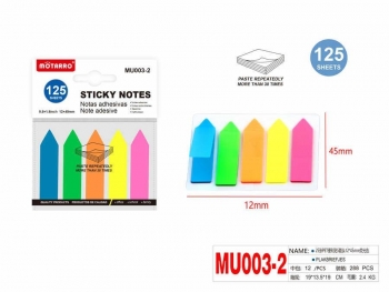 Indeksai lipnūs plastikiniai rodyklės 12x45mm 5sp x 25lapų MOTARRO