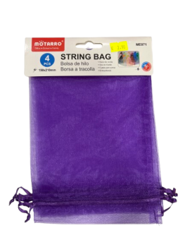 Maišelių dovanoms rinkinys MOTARRO 4vnt 150x210mm sutraukiami violetinės sp
