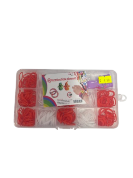 Rinkinys gumyčių,pynimui raudonos,baltos spalvos