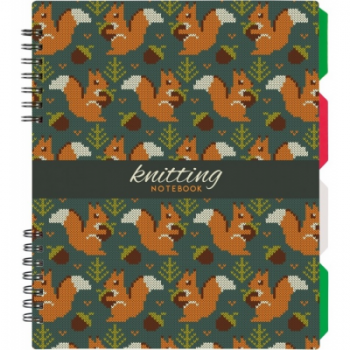 Blaknotas KNITTING, Optima, B5, langeliais, 120lapų, 60gsm, su spirale šone, plastikinis viršelis