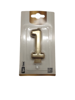 Žvakutė gimtadieniui skaičius 1  aukso sp.7,5cm