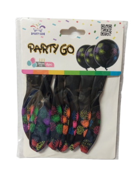 Balionai juodos sp.su dekoru 6vnt 30cm