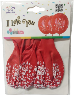 Balionai raudonos sp.su užrašu 6vnt 30cm