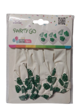 Balionai baltos sp. su žaliais lapeliais 6vnt 30cm