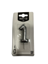 Žvakė tortui skaičius 1 sidabro sp.6cm